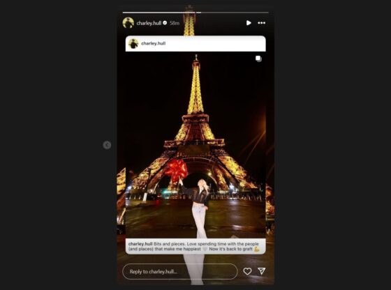 Still taken from Hull's Instagram story (Image Credit: Instagram @charley.hull)