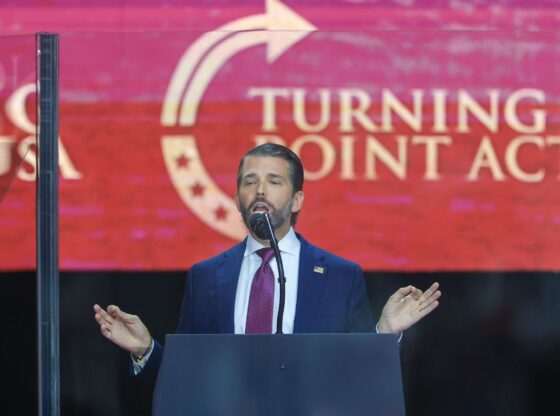 Donald Trump Jr.  speaks atCharlie Kirk's memorial (Image via Getty Images)