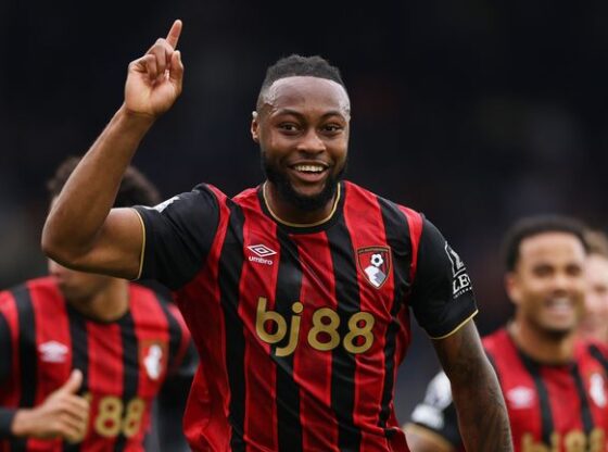 Antoine Semenyo celebrates scoring against Leeds