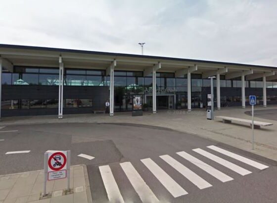Aalborg Airport terminal building entrance.