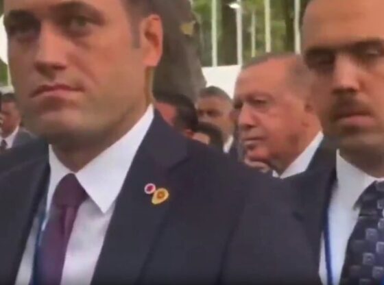 Recep Tayyip Erdogan left fuming on sidewalk for motorcade.