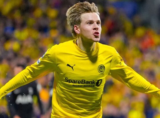Bodo/Glimt's Jens Petter Hauge Celebrates scoring Against Spurs