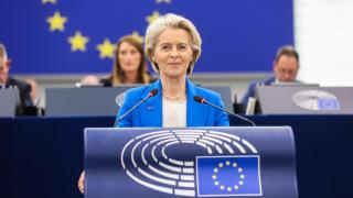 The president of the Commission, Ursula von der Leyen, during the debate on the two motions of censure last Monday in Strasbourg