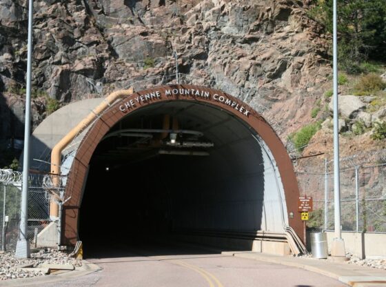 The portal of the Cheyenne Mountain Complex, an underground bunker.