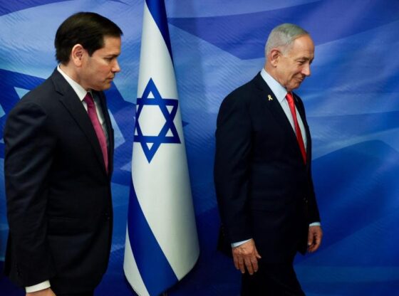 Marco Rubio and Benjamin Netanyahu, Israeli Prime Minister, during a meeting this Friday in Jerusalem.