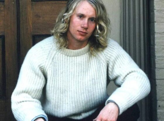 Australian gunman Martin Bryant sitting on his doorstep.