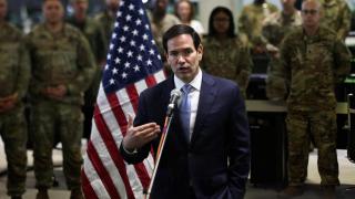 US Secretary of State, Marco Rubio, this Friday at the Israel Civil Military Coordination Center.