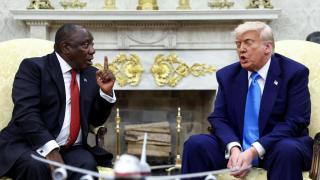 US President Donald Trump meets with South African President Cyril Ramaphosa at the White House.