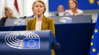 President Ursula von der Leyen, during the speech on the state of the union this Wednesday at the Eurocamara