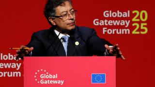 Gustavo Petro this Thursday at a forum in Brussels.