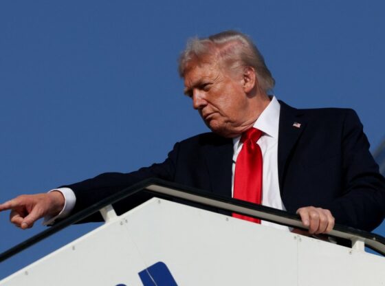 U.S. President Trump boards Air Force One en route to Sharm El-Sheikh