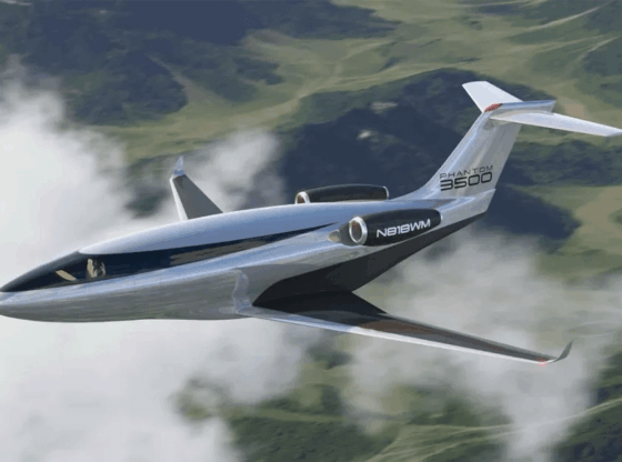 Illustration of a Phantom 3500 jet in flight.