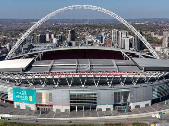An view of Wembley Stadium from a drone