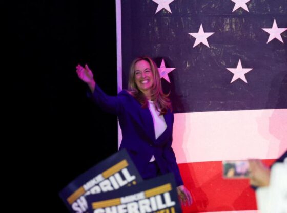 Democratic candidate Mikie Sherrill celebrates her victory.