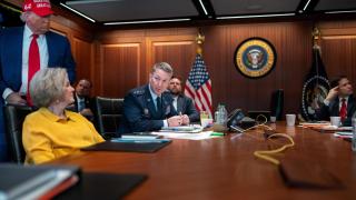 Trump, Susie Wiles, General Dan Caine, JD Vance and Marco Rubio.