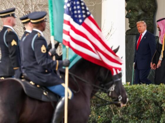 US President Donald Trump meets with Saudi Crown Prince Mohammed bin Salman at the White House in Washington.
