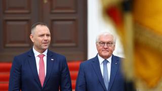 The President of Poland Karol Nawrocki this Tuesday with the German President Frank-Walter Steinmeier in Berlin.