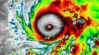 Satellite image of Hurricane Melissa over Jamaica.