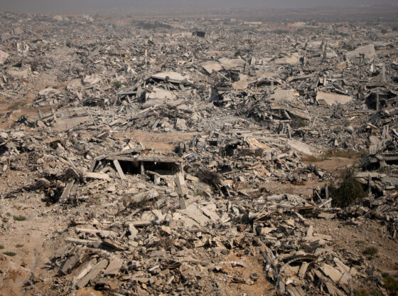 Gaza buildings destroyed by Israeli bombing in an image taken last Wednesday.