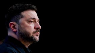 Ukrainian President Volodymyr Zelenskiy during a press conference on the day of the European Union leaders' summit in Brussels