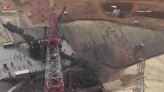 Image capture from Roscosmos live showing the damage.